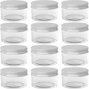 4 Ounce Plastic Container Jars Refillable Empty 12pcs - Silver lids Included